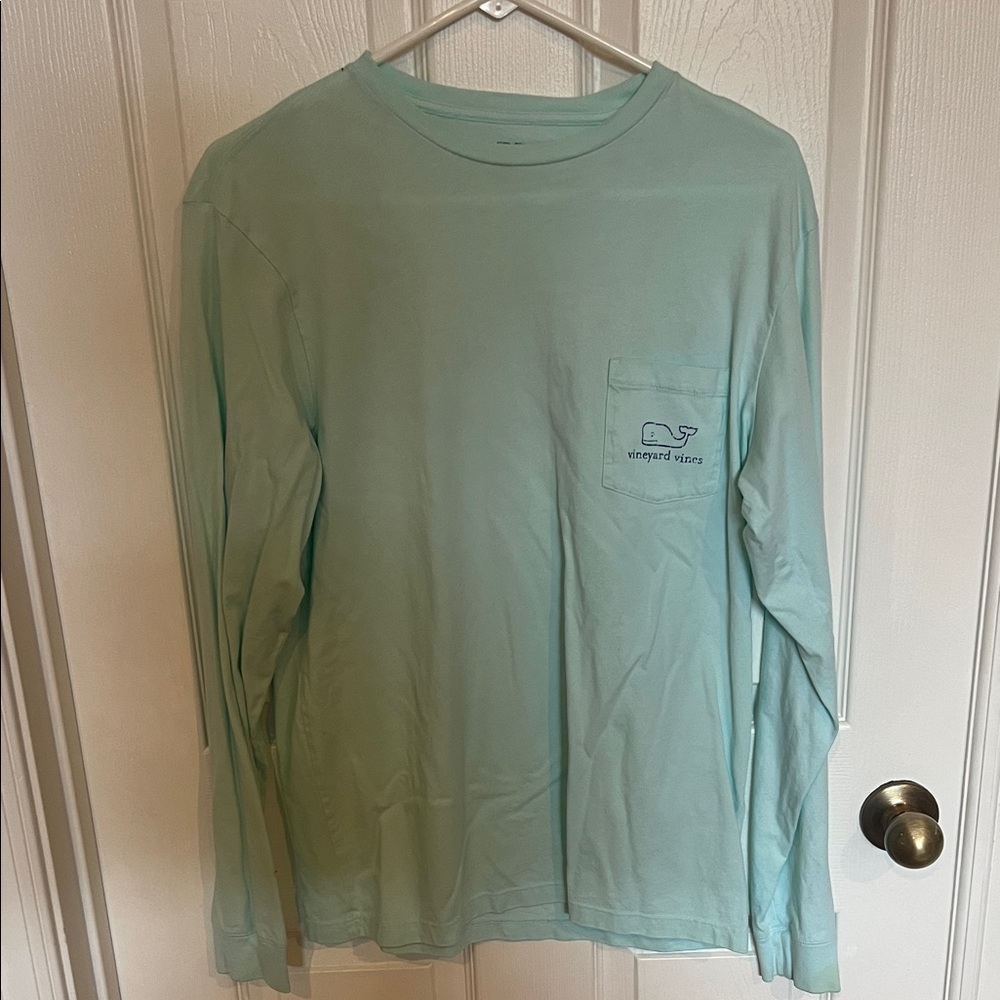 Vineyard Vines Men's Aqua Long Sleeve Tee